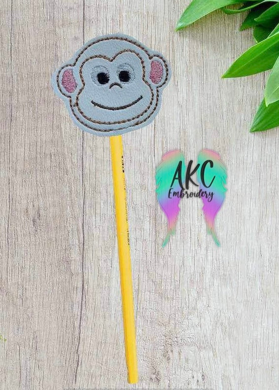 ITH monkey pencil topper 2023 AKC Embroidery and Sublimation