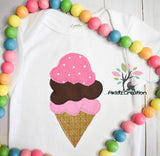 three layered ice cream embroidery design, ice cream embroidery design, food embroidery design, ice cream applique embroidery design