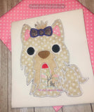 yorkie applique design, yorkie embroidery design, akidzcreation