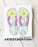 flip flop embroidery design, floral flip flop embroidery design, summer embroidery design, beach embroidery design,