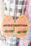ith christmas earrings, ith holly berry earrings, ith earrings, embroidery earring pattern
