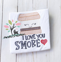 i love you smore, smore embroidery, food embroidery, valentine embroidery, smores embroidery design, food embroidery design, camping embroidery design, sketch embroidery design, sketch smores embroidery design, sketch marshmellow embroidery design, sketch chocolate embroidery design, sketch valentines day embroidery design