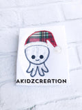 octopus embroidery design, octopus applique, applique, santa embroidery, santa octopus embroidery, santa hat embroidery design