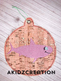 shark ornament embroidery design, girl shark ornament embroidery design, ornament embroidery design, in the hoop ornament embroidery design, shark embroidery,