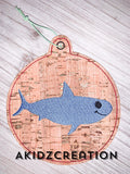 shark ornament embroidery design, girl shark ornament embroidery design, ornament embroidery design, in the hoop ornament embroidery design, shark embroidery,
