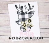 deer embroidery design, reindeer embroidery design, christmas embroidery design, buck embroidery design, antler embroidery, doe embroidery design