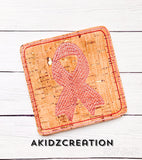 ith cancer coaster embroidery design, cancer ribbon embroidery, cancer awareness embroidery design, coaster embroidery design