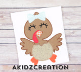 turkey embroidery design, turkey sibling set embroidery design, girl turkey embroidery design, boy turkey embroidery design, thanksgiving embroidery design
