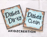 ith dishes clean embroidery set, ith dishes dirty embroidery set, in the hoop dishes set, in the hoop embroidery design