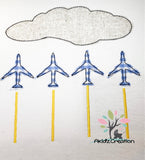 air show applique, air plane applique, jet applique, cloud applique, cloud embroidery design, fighter jet embroidery design, fighter jet applique, machine embroidery air show embroidery design