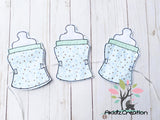 baby bottle banner embroidery design, banner embroidery design, in the hoop banner embroidery design, in the hoop baby shower decor embroidery design, baby bottle embroidery design