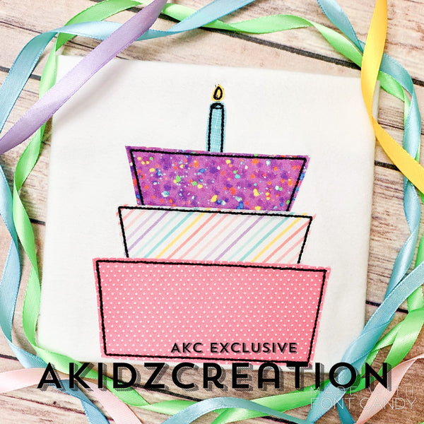 birthday cake embroidery design, birthday cake applique, machine embroidery birthday cake design, cake embroidery, cake applique, first birthday embroidery design