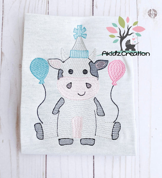 birthday embroidery design, birthday cow embroidery design, birthday balloon embroidery design, birthday hat embroidery , cow embroidery design, animal embroidery design