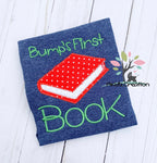 book embroidery design, reading pillow embroidery design, book applique, applique, pocket pillow