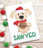 christmas embroidery design, christmas applique, christmas dog embroidery design, dog in santa hat embroidery, santa hat applique, santa hat embroidery