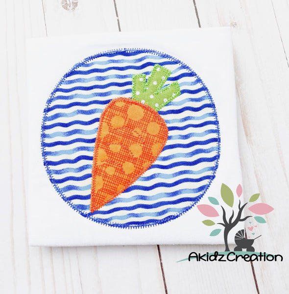 carrot embroidery, circle carrot embroidery, embroidery design, embroidery, akidzcreation, easter embroidery, spring embroidery, carrot applique embroidery design, zig zag carrot applique, applique design, easter embroidery design, food embroidery design