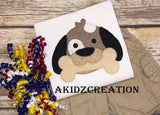 dog embroidery, dog applique, puppy embroidery, puppy applique, bone embroidery, bone applique, blanket stitch embroidery, applique, vintage stitch embroidery