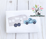 fifth wheel embroidery design, camper embroidery design, motorhome embroidery design, truck embroidery design, vehicle embroidery design, transportation embroidery design, sketch embroidery design, camping embroidery design, pull behind trailer embroidery design, trailer embroidery design