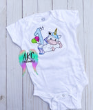 unicorn birthday embroidery design, unicorn embroidery design, first birthday embroidery design, bean stitch applique, unicorn applique, birthday embroidery design