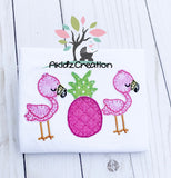 flamingo embroidery, flamingo applique, blanket stitch applique, bird embroidery, bird applique, zoo animal embroidery, zoo animal applique, pineapple applique, pineapple embroidery, tropical embroidery, summer embroidery design