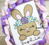 floral easter bunny embroidery design, bunny applique, rabbit applique, bunny embroidery design, rabbit embroidery design, easter bunny embroidery design, bean stitch bunny embroidery design, bean stitch rabbit applique, easter embroidery design, machine embroidery applique, machine embroidery bunny applique