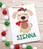 christmas embroidery design, christmas applique, christmas dog embroidery design, dog in santa hat embroidery, santa hat applique, santa hat embroidery