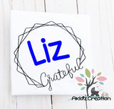 grateful embroidery frame embroidery design, frame embroidery design, monogram embroidery design, geometric frame embroidery design, kitchen towel design embroidery design, monogram embroidery design