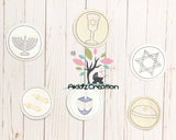 hanukkah embroidery design, in the hoop embroidery design, in the hoop coaster, machine embroidery hanukkah coaster, in the hoop coaster design, in the hoop hanukkah coaster, in the hoop machine embroidery coaster design, star of david embroidery design, menorah embroidery design, Kiddush cup embroidery design, kippah embroidery design, torrah embroidery design, star of david design