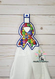 awareness ribbon embroidery design, cancer ribbon embroidery design, cancer towel topper embroidery design, awareness towel topper embroidery design, in the hoop embroidery design, in the hoop towel topper design,
