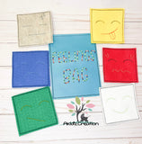 in the hoop feelings bag embroidery design, in the hoop embroidery design, in the hoop card game