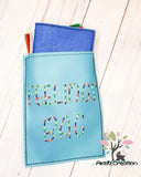 in the hoop feelings bag embroidery design, in the hoop embroidery design, in the hoop card game
