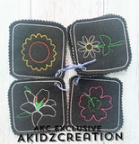 flower embroidery design, sunflower embroidery design, daisy embroidery design, lily embroidery design, hibachis flower design, matching game embroidery design, in the hoop matching game