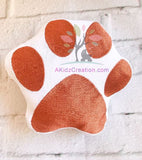 in the hoop paw print stuffie, paw print stuffie embroidery design, dog embroidery design, dog stuffie embroidery design, paw print embroidery, akidzcreation