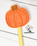 pumpkin topper embroidery design, pencil topper embroidery design, thanksgiving embroidery design, halloween embroidery design, pumpkin pencil topper embroidery design