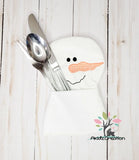 ith snowman embroidery design, snowman embroidery design, in the hoop silverware holder embroidery design, christmas embroidery design, in the hoop snowman embroidery design