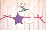 in the hoop embroidery design, in the hoop banner, banner embroidery design, in the hoop design, in the hoop star banner, in the hoop moon banner, in the hoop baby shower design