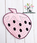 ith pot holder embroidery design, in the hoop hot pad embroidery design, strawvberry embroidery design, in the hoop strawberry embroidery design, in the hoop machine embroidery design, ith machine embroidery pattern, strawberry embroidery design
