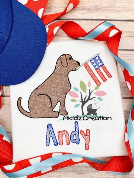 Labrador  embroidery design, independence day embroidery design, american flag embroidery design, Labrador embroidery design , sketch lab embroidery design, patriotic lab embroidery design, 4th of july embroidery design
