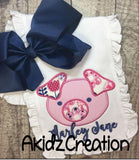 pig applique, applique, machine embroidery pig applique, farm animal applique, pig applique