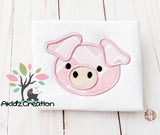 pig applique, applique, machine embroidery pig applique, farm animal applique, pig applique