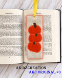 in the hoop embroidery, ith bookmark embroidery design, in the hoop embroidery bookmark , machine embroidery bookmark pattern, pumpkin embroidery, pumpkin applique, thanksgiving embroidery,