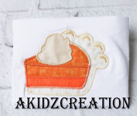 pumpkin pie slice embroidery design, pumpkin embroidery design, whip cream embroidery design