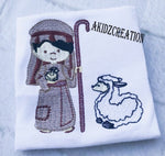 shepard boy with lamb embroidery design, lamb embroidery design, shepard embroidery design, christmas embroidery design, akidzcreation, sketch embroidery