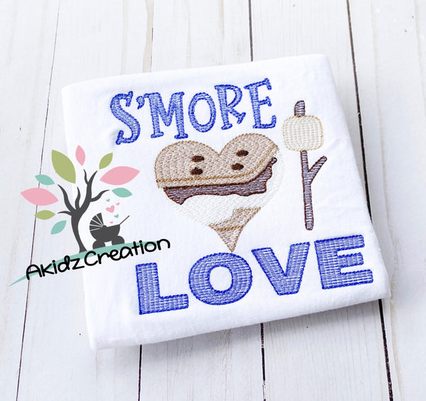smore love embroidery design, smores embroidery design, marshmellow embroidery design, sketch embroidery design, sketch chocolate embroidery design, sketch emrboidery, camping embroidery design