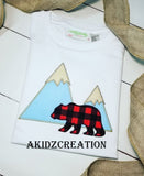 mountain embroidery design, bear in the mountains embroidery design, bear embroidery design, applique, bear applique, woodland animals embroidery design, camping embroidery design, woods embroidery design