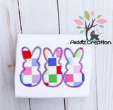 rabbit embroidery, bunny embroidery, machine embroidery, akidzcreation, applique, rabbit applique, easter applique, bunny embroidery design, bunny trio embroidery design, peeps embroidery design, rabbit applique, machine embroidery bunny embroidery design, easter embroidery design, spring embroidery design