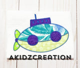 submarine, sea life, boat, ship, embroidery, boat embroidery, nautical, nautical embroidery, ship design, machine embroidery