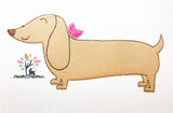 dachshund, dog, animal, embroidery, zig zag applique, machine embroidery dog applique, machine embroidery design, dog applique, weenie dog applique, weenie dog embroidery design, puppy embroidery design, puppy applique, machine embroidery applique