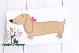 dachshund, dog, animal, embroidery, zig zag applique, machine embroidery dog applique, machine embroidery design, dog applique, weenie dog applique, weenie dog embroidery design, puppy embroidery design, puppy applique, machine embroidery applique