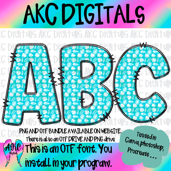Aqua Leaf font PNG and OTF